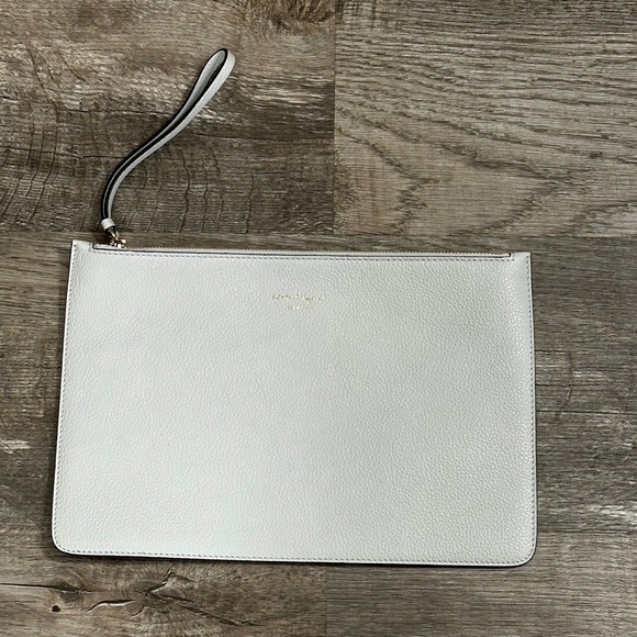 Salvatore Ferragamo Handbags - Salvatore Ferragamo Grey‎ Pebbled Leather Wristlet Purse Insert Made in Italy